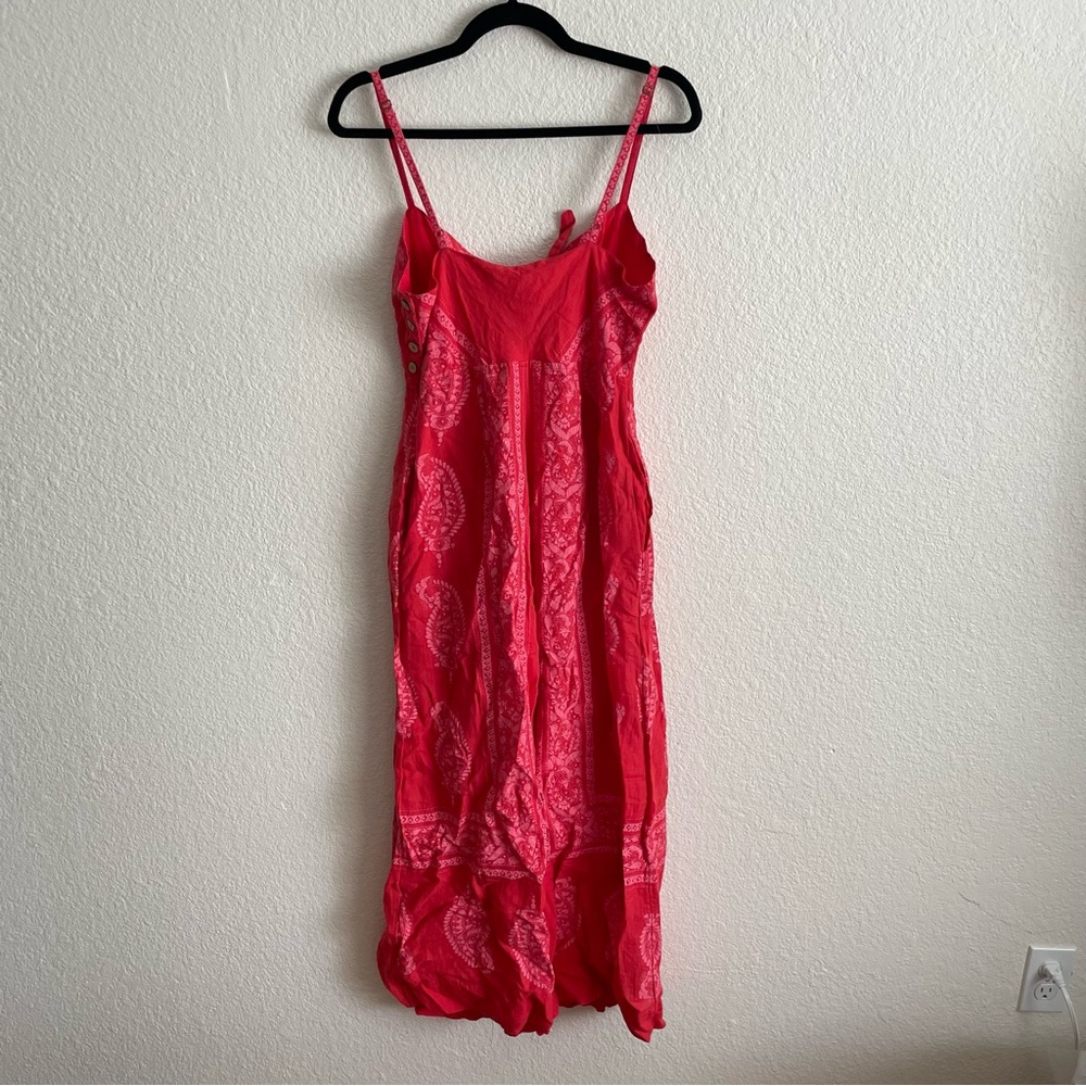 Free People Feel The Sun Bandana Patterned Jumpsuit Red Size 8 - Picture 8 of 12